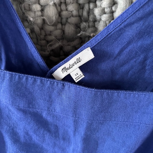 Madewell Royal Blue linen Cross-Back Tank Top - Picture 3 of 4